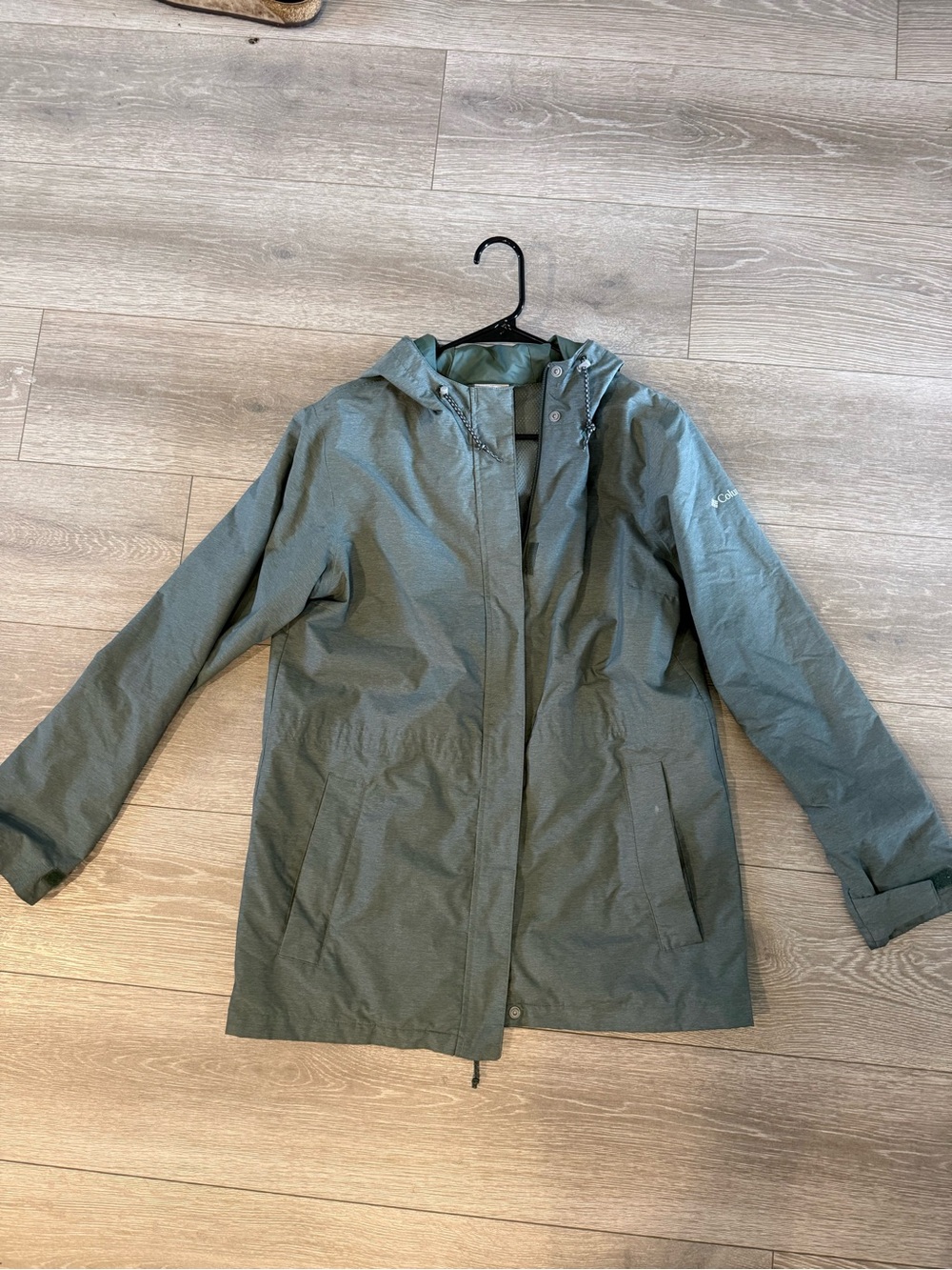 Columbia Olive Green Hooded Trench Coat
